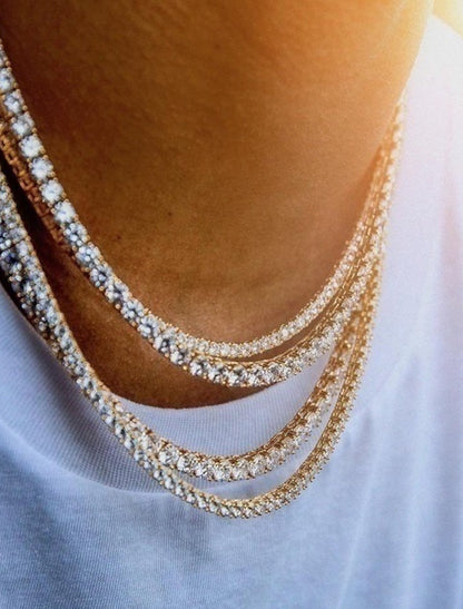 Colar de Corrente para Homens com Strass