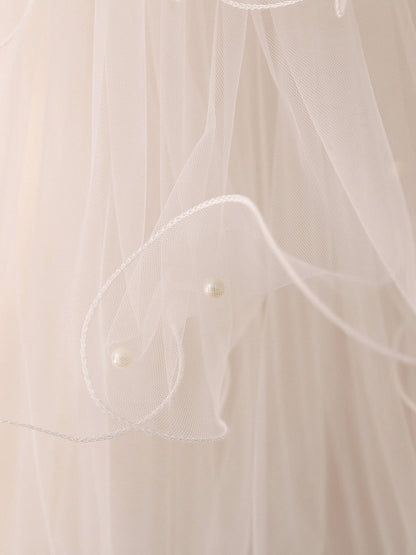Lindo Tule de 4 Camadas com Laço e Véus de Casamento